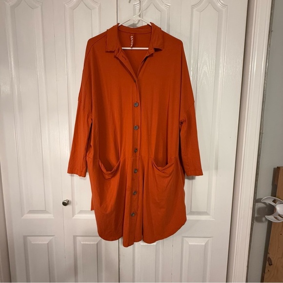 Ischiko Women's Button-Up Shirt Dress Tunic Size 1 (8-10 US) Lagenlook Fall - Picture 1 of 7